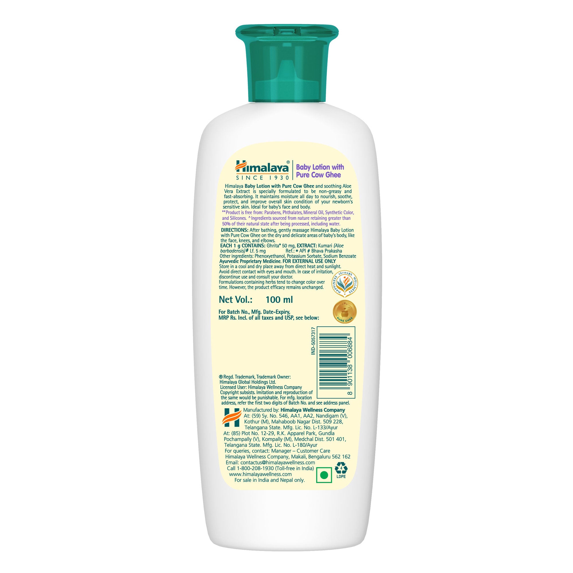 Himalaya Baby Lotion with Pure Cow Ghee 100ml Back