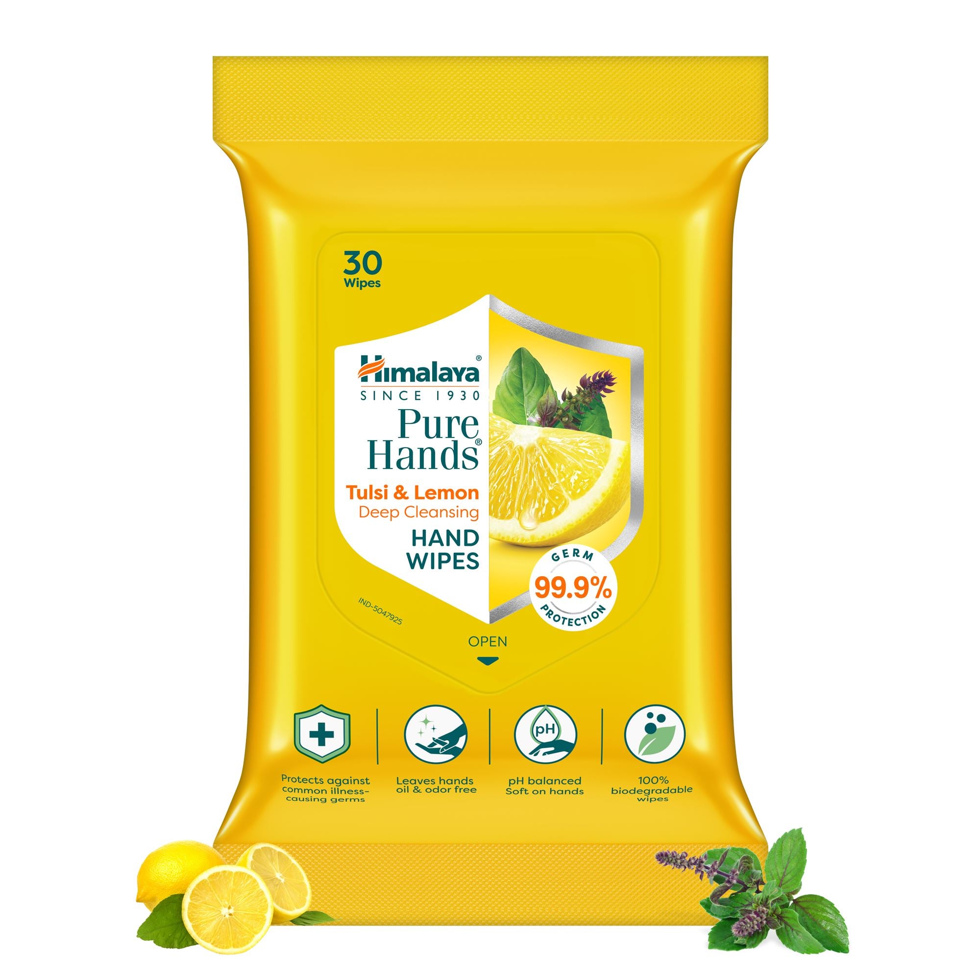Himalaya Pure Hands Tulsi & Lemon Deep Cleansing Hand Wipes 30s