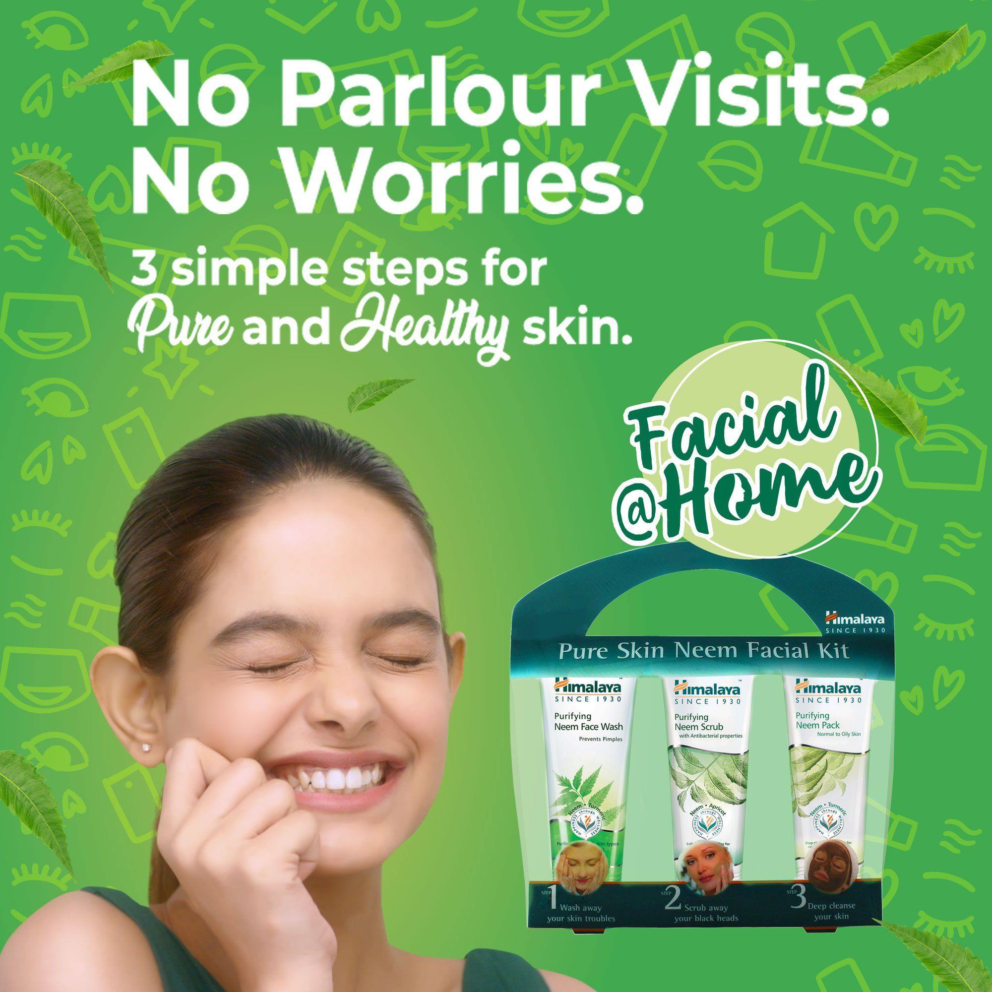 Himalaya Pure Skin Neem Facial Kit - Purifying neem face wash, face scrub, and face pack