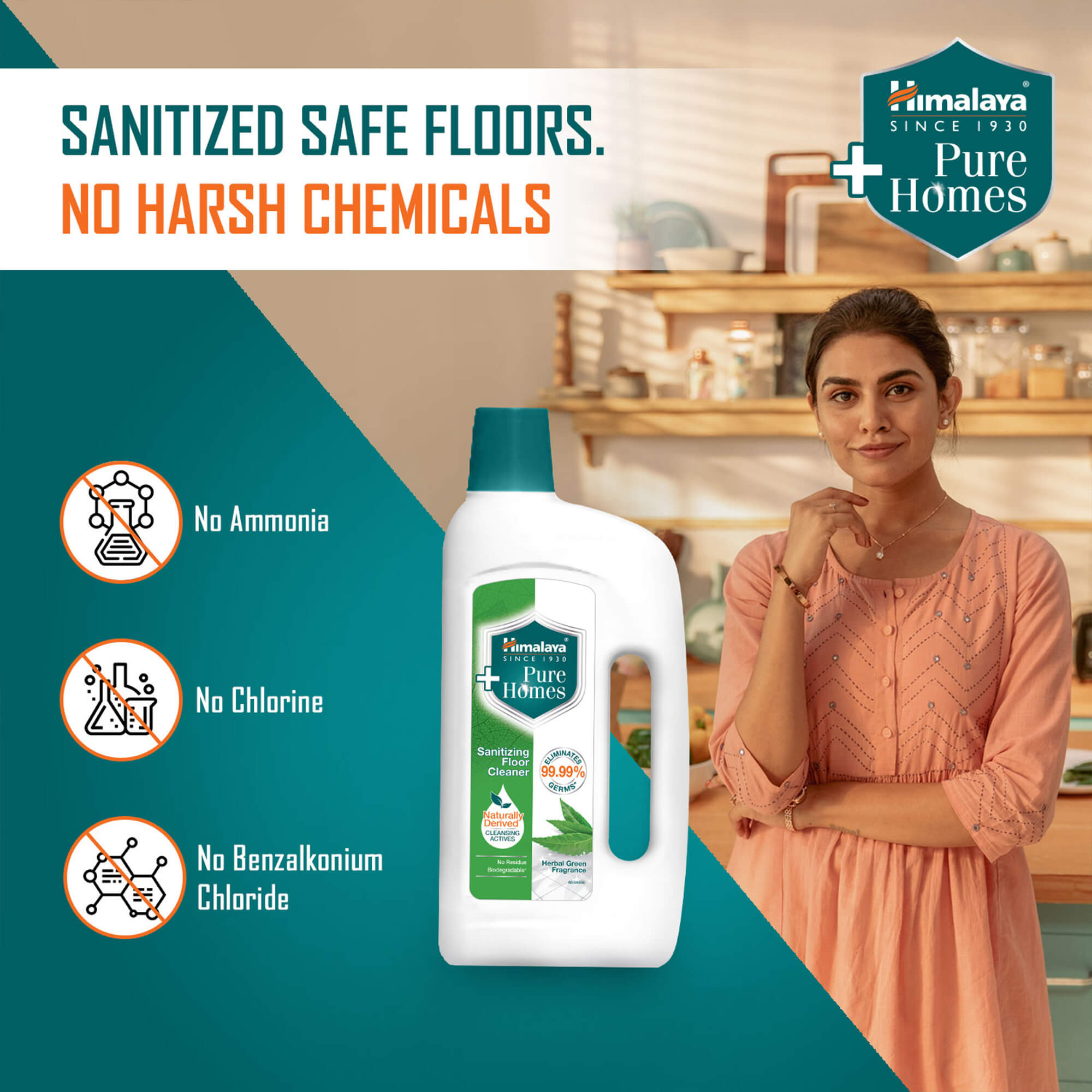 Pure Homes Sanitizing Floor Cleaner (Herbal Green)