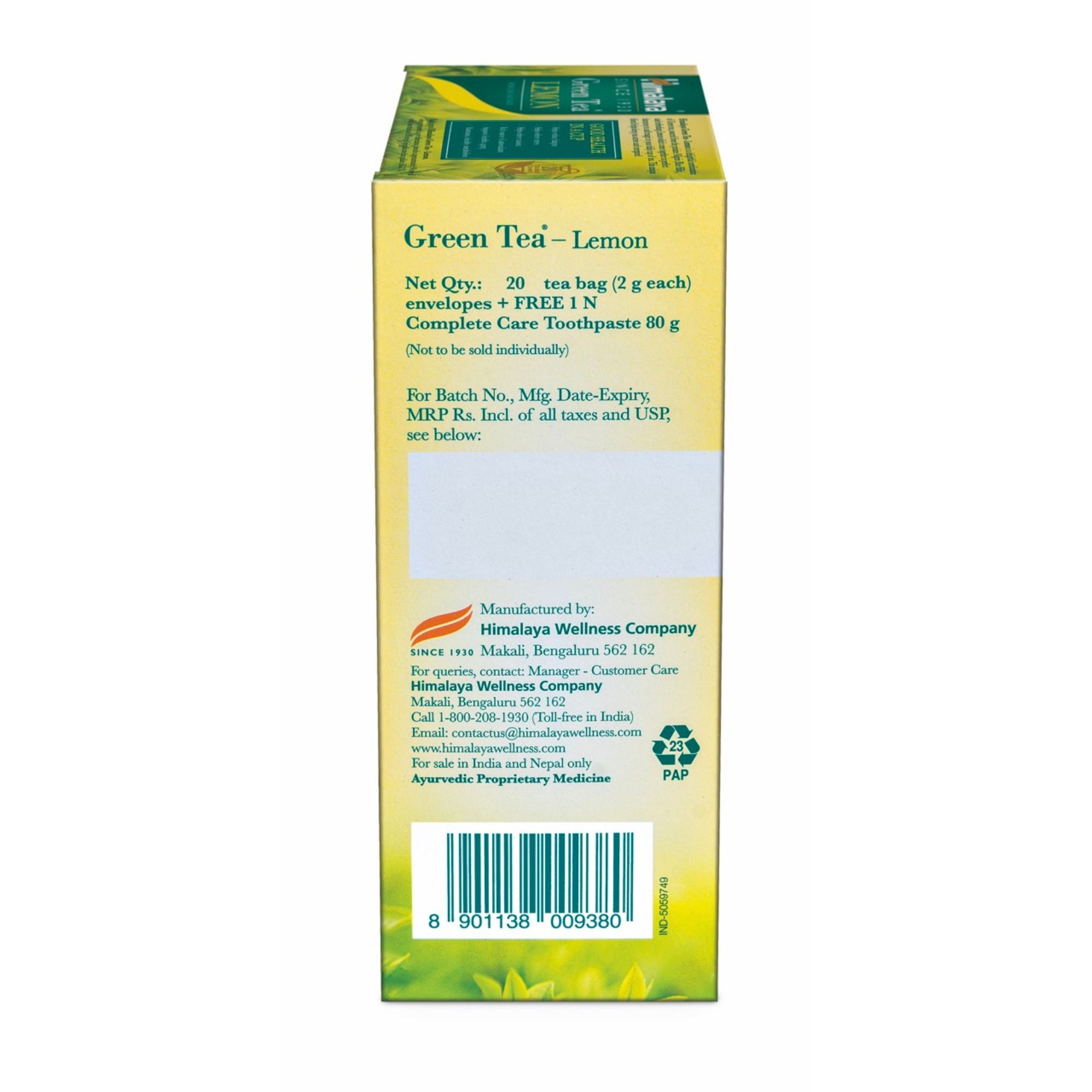 GREEN TEA LEMON 2G´20s + COMPLETE CARE TOOTHPASTE 80G FREE OFFER PACK