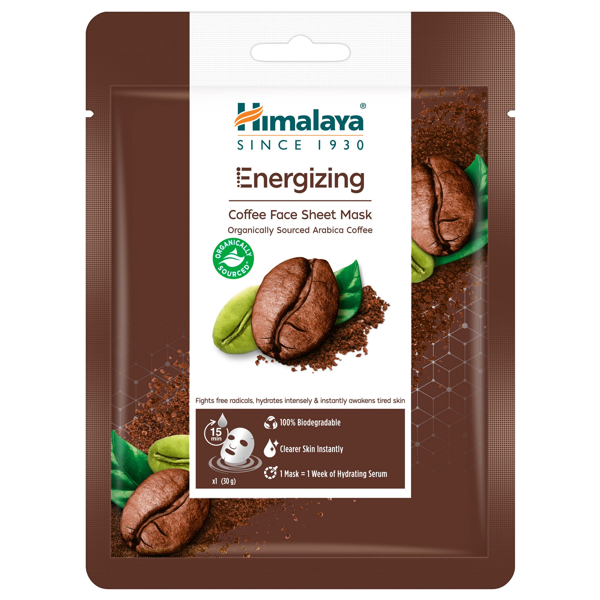 Himalaya Energizing Coffee Sheet Mask - 30g FOP