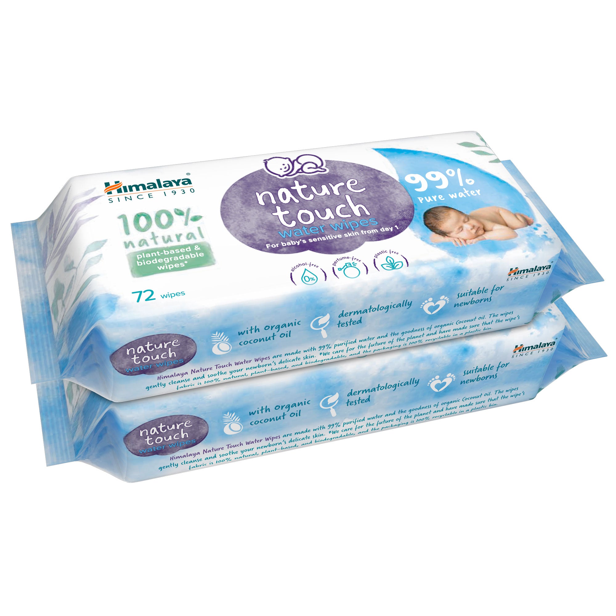 Himalaya Nature Touch Water Wipes 72s 2-Pack