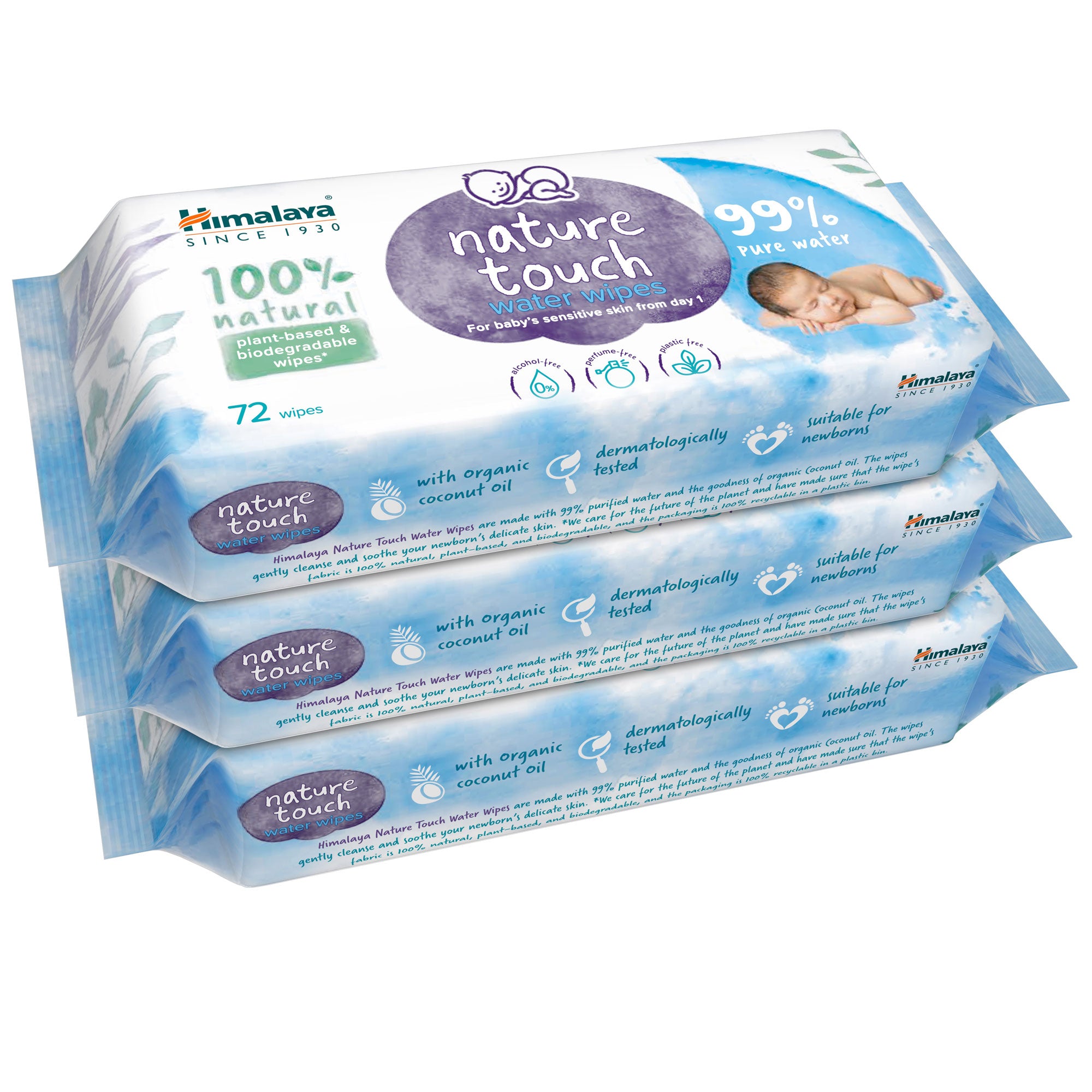 Himalaya Nature Touch Water Wipes 72s 3-Pack