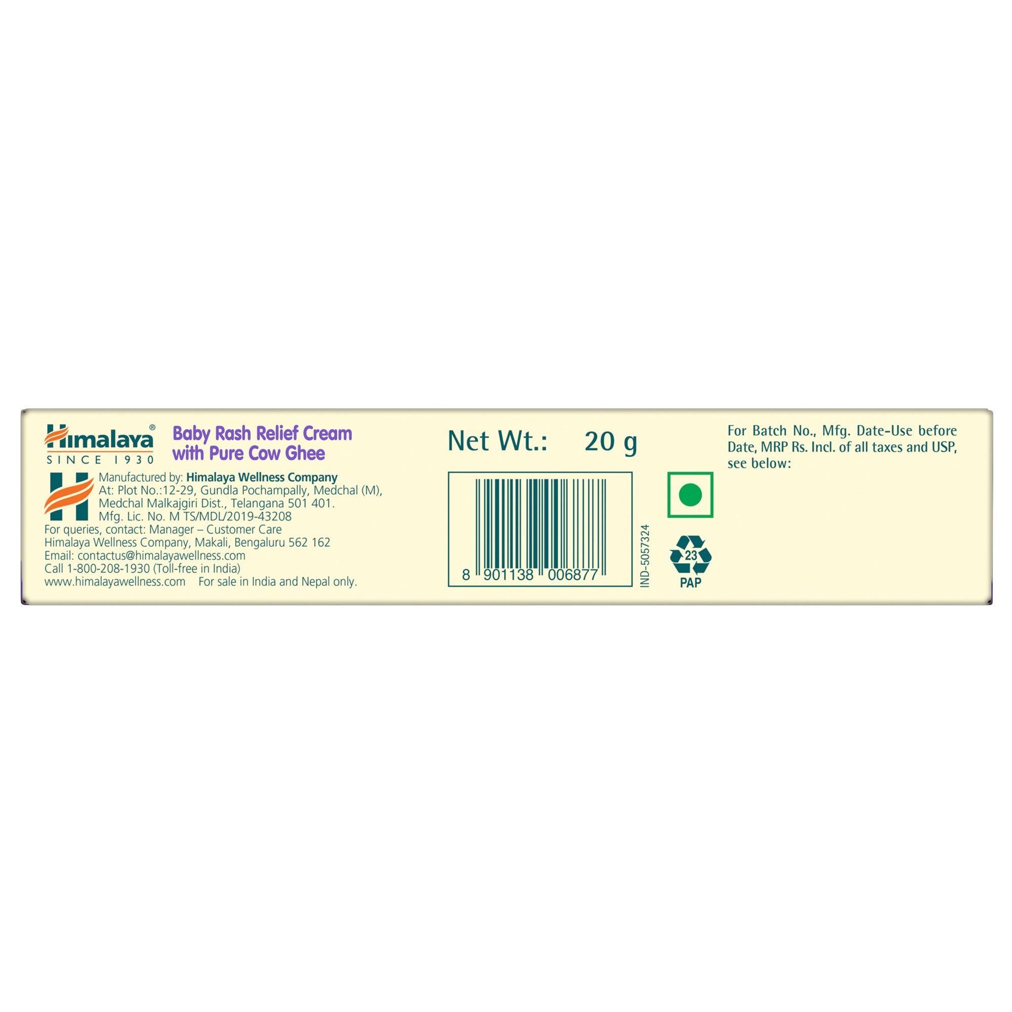 Himalaya Baby Rash Relief Cream with Pure Cow Ghee 20g EAN