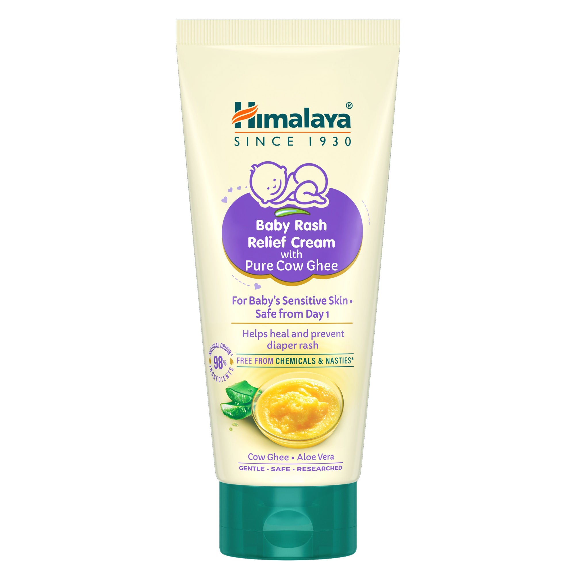 Himalaya Baby Rash Relief Cream with Pure Cow Ghee 50g Tube Front