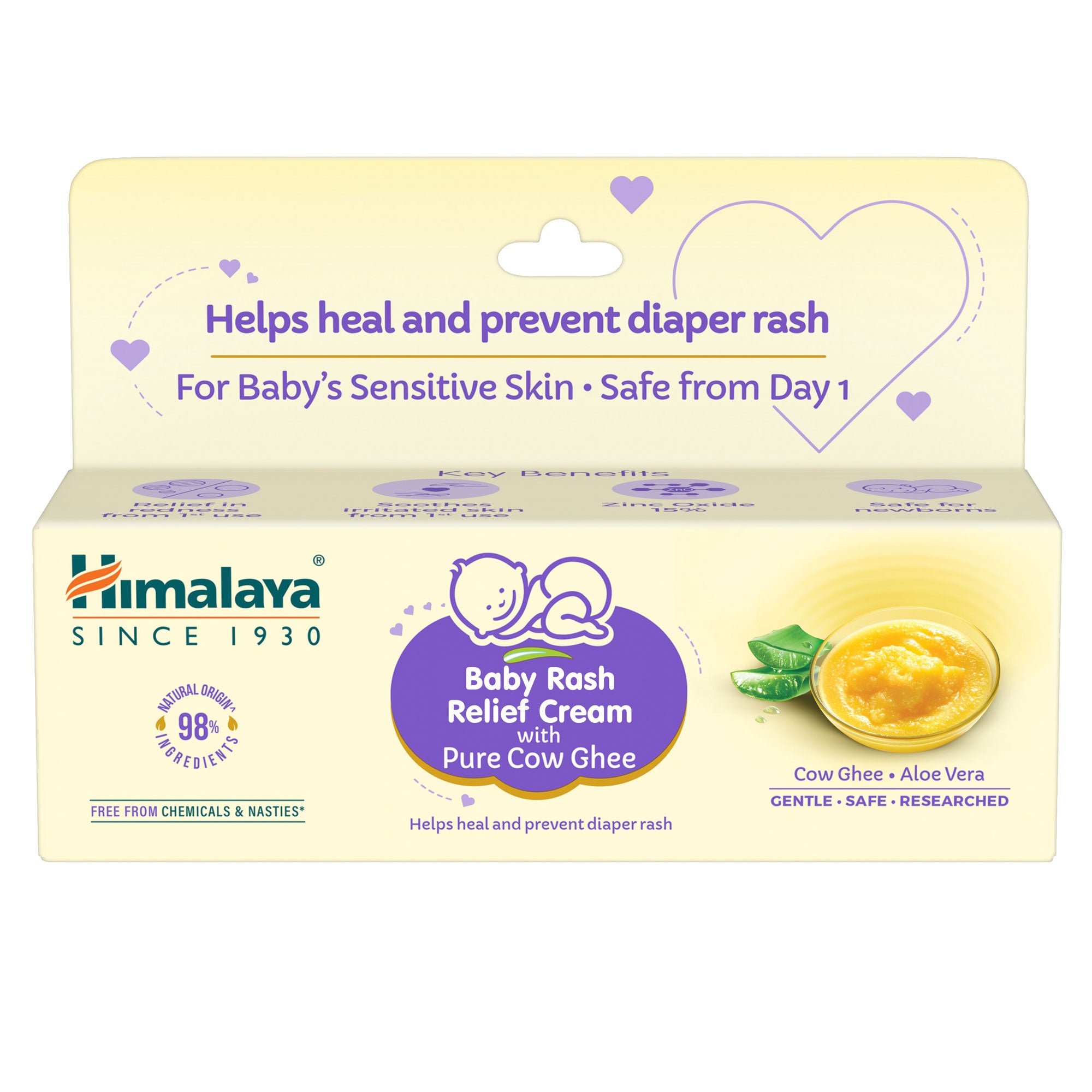 Himalaya Baby Rash Relief Cream with Pure Cow Ghee 50g FOP