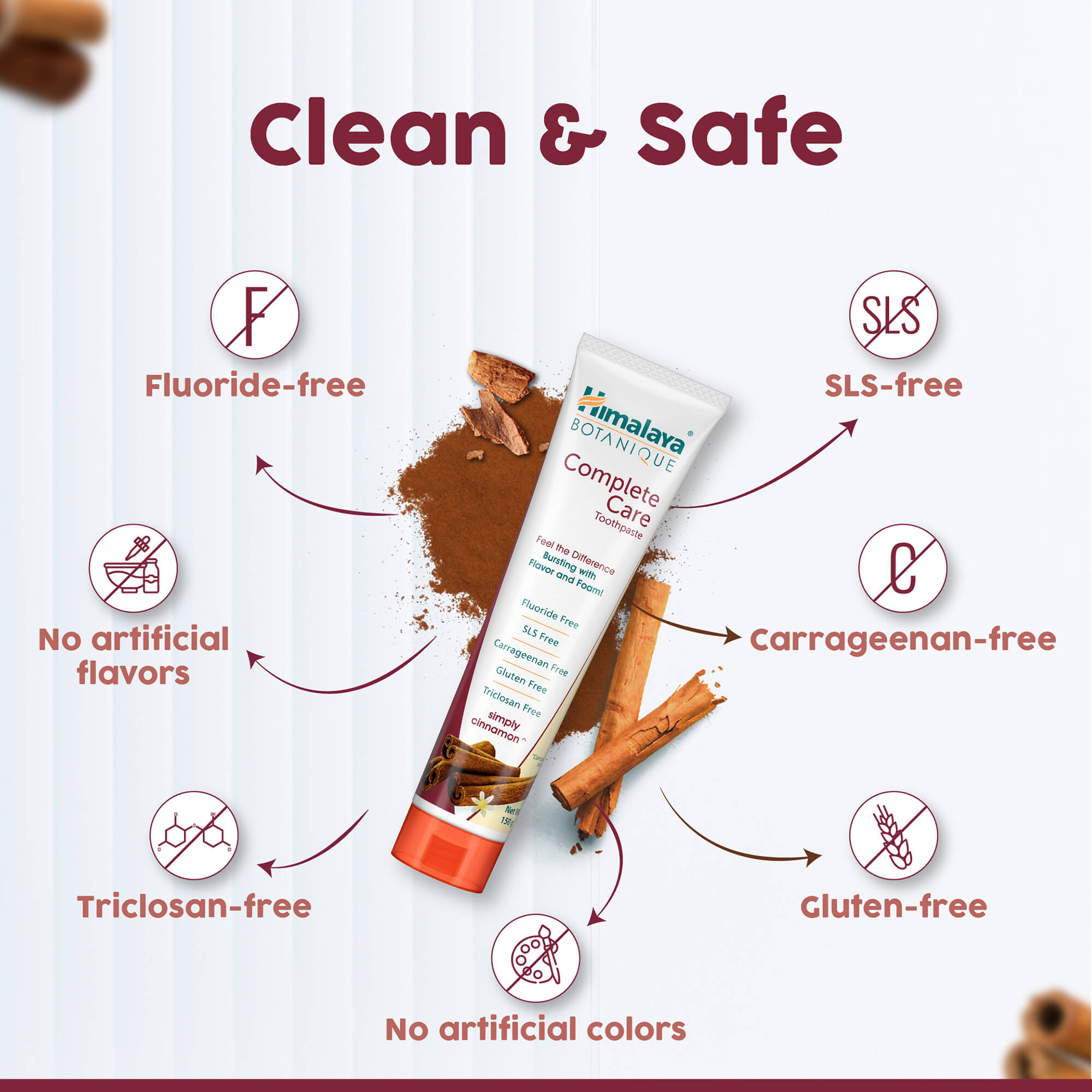  Himalaya BOTANIQUE Complete Care Toothpaste (Simply Cinnamon) - Clean & Safe