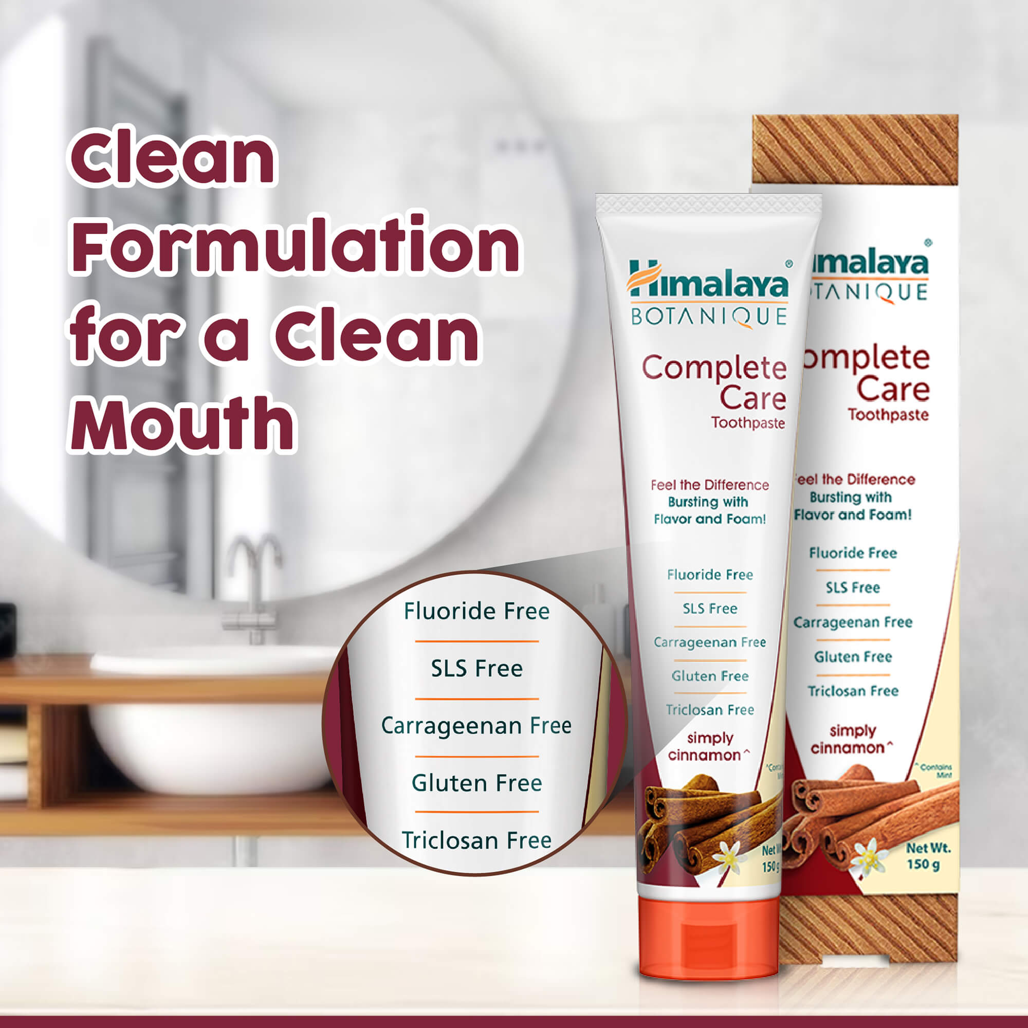  Himalaya BOTANIQUE Complete Care Toothpaste (Simply Cinnamon) - Clean Formulation