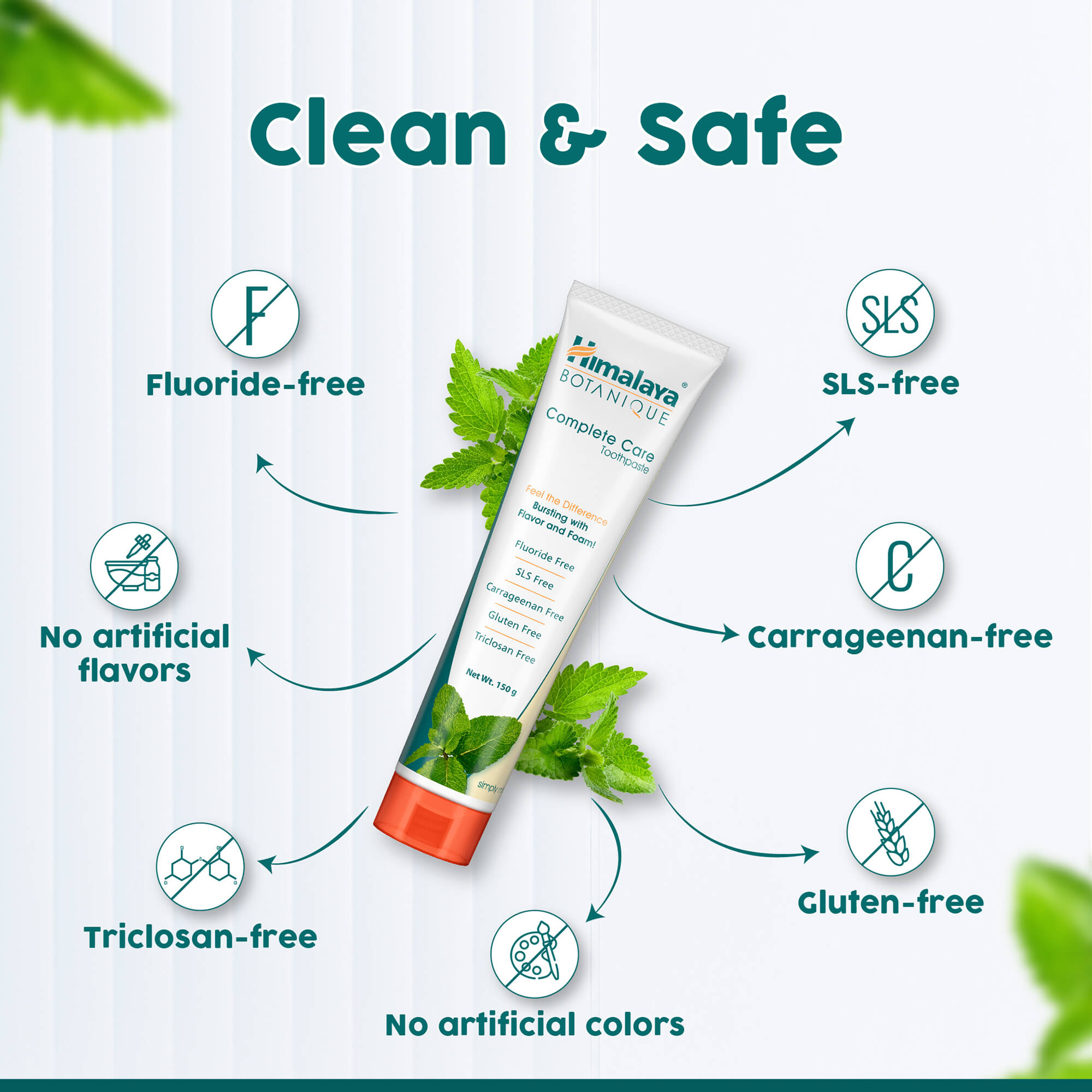 Himalaya BOTANIQUE Complete Care Toothpaste (Simply Mint) - Clean & Safe