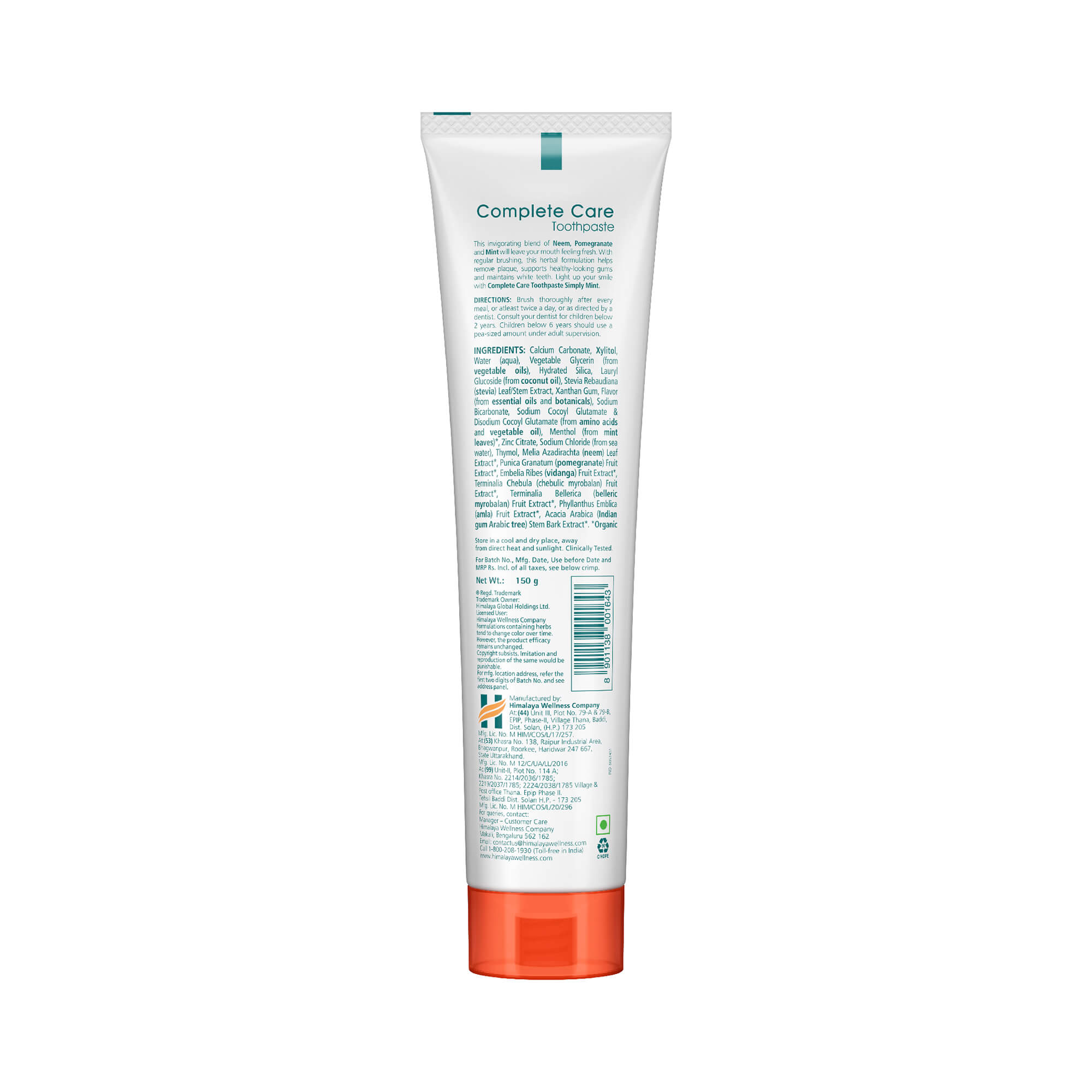 Himalaya BOTANIQUE Complete Care Toothpaste (Simply Mint) Ingredients