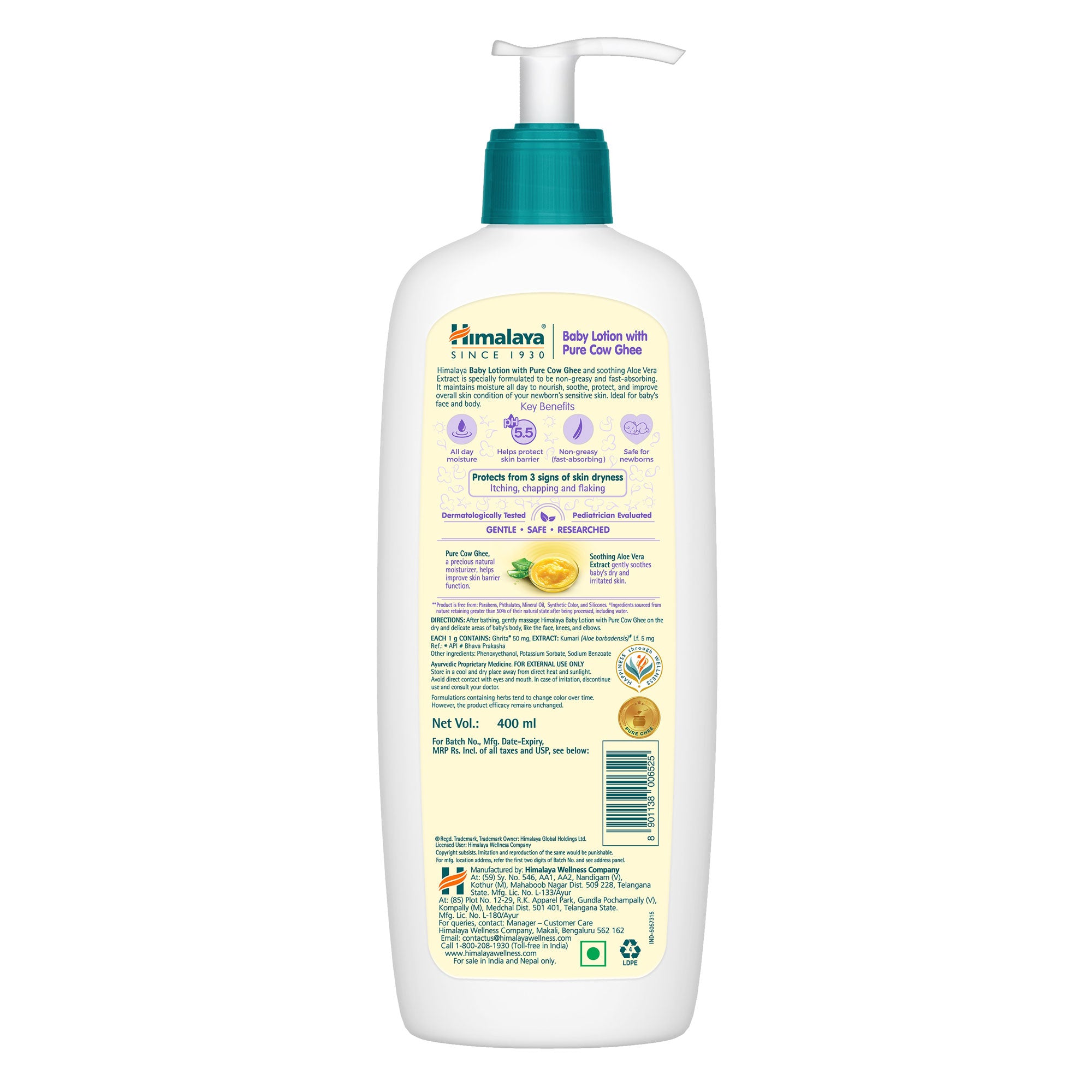 Himalaya Baby Lotion with Pure Cow Ghee 400ml Back