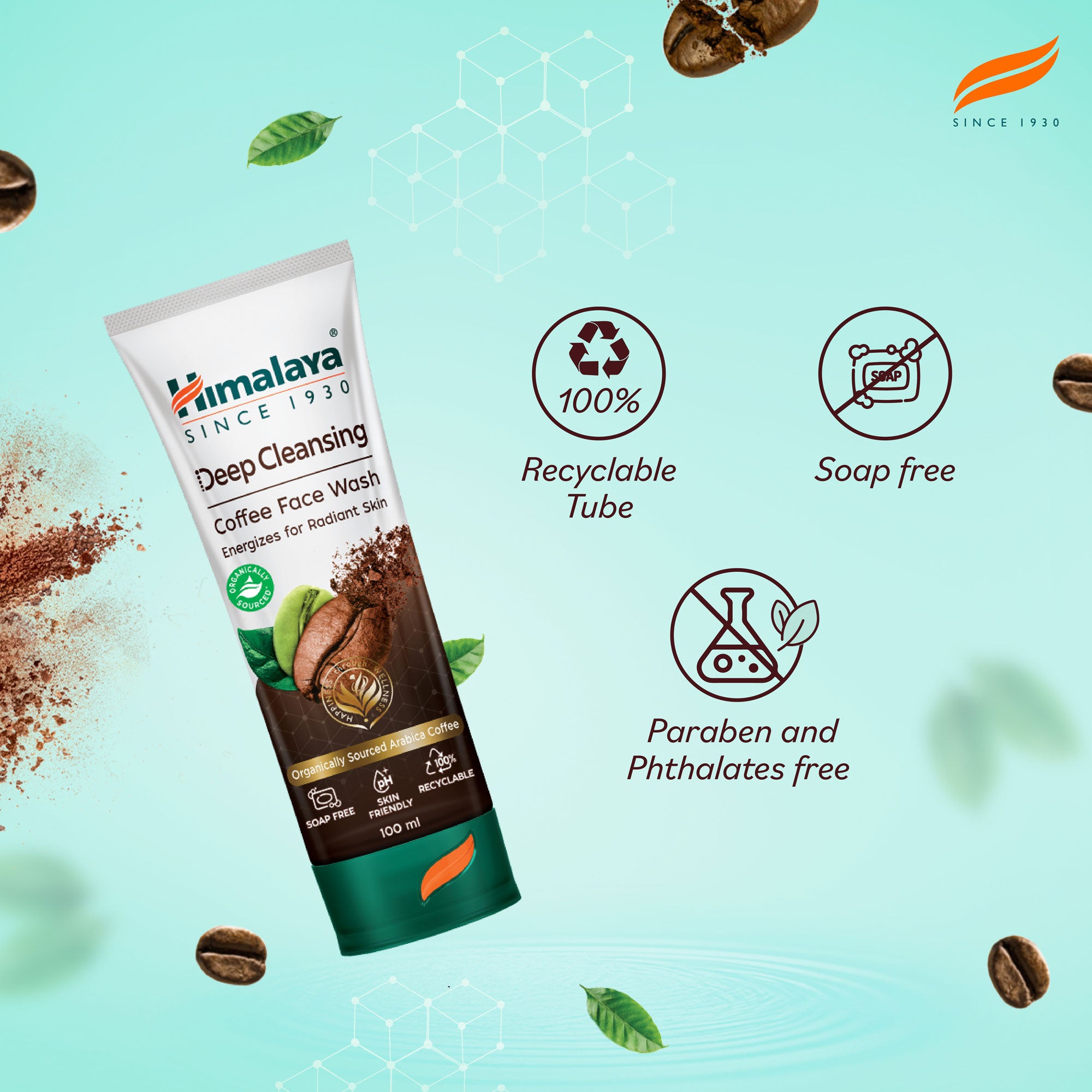 Himalaya Deep Cleansing Coffee Face Wash 100ml - 100% Recyclable Tube