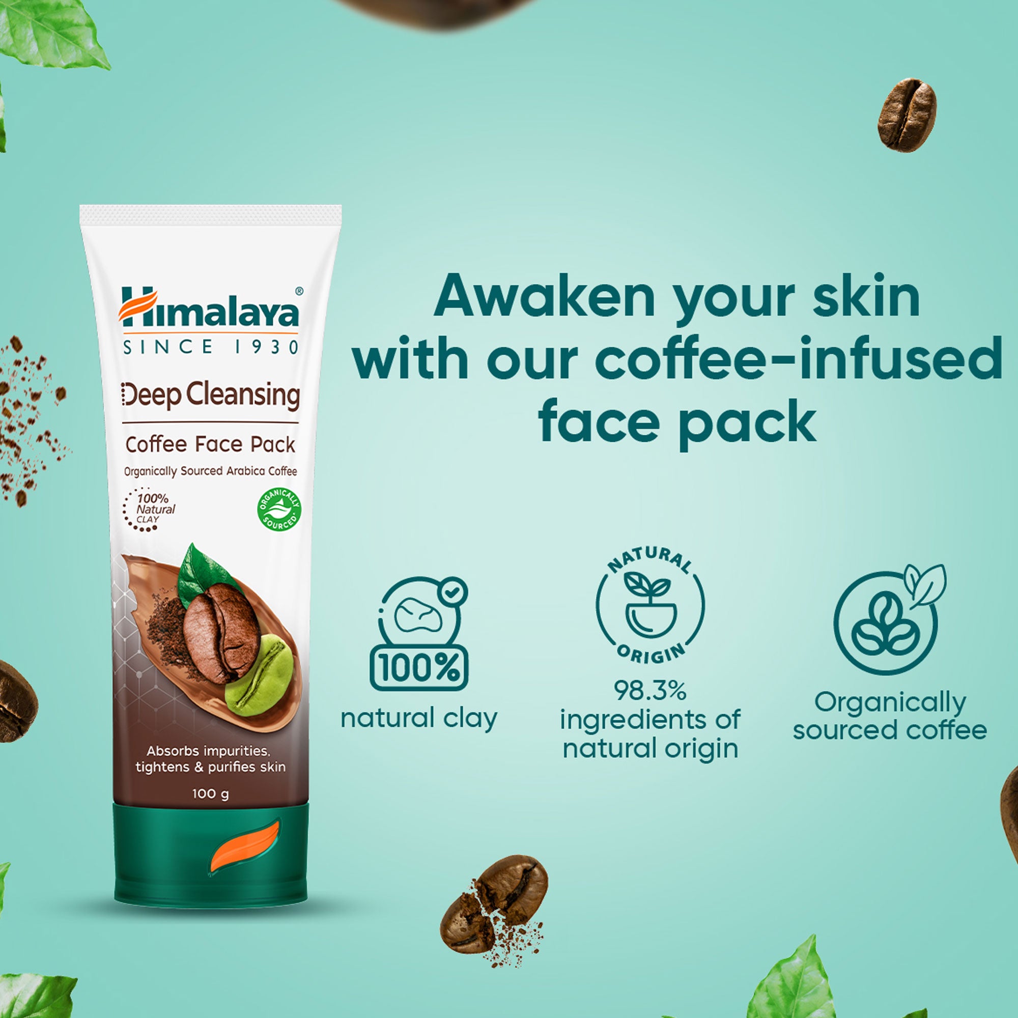 Himalaya Deep Cleansing Coffee Face Pack 100g - 100% Natural Clay