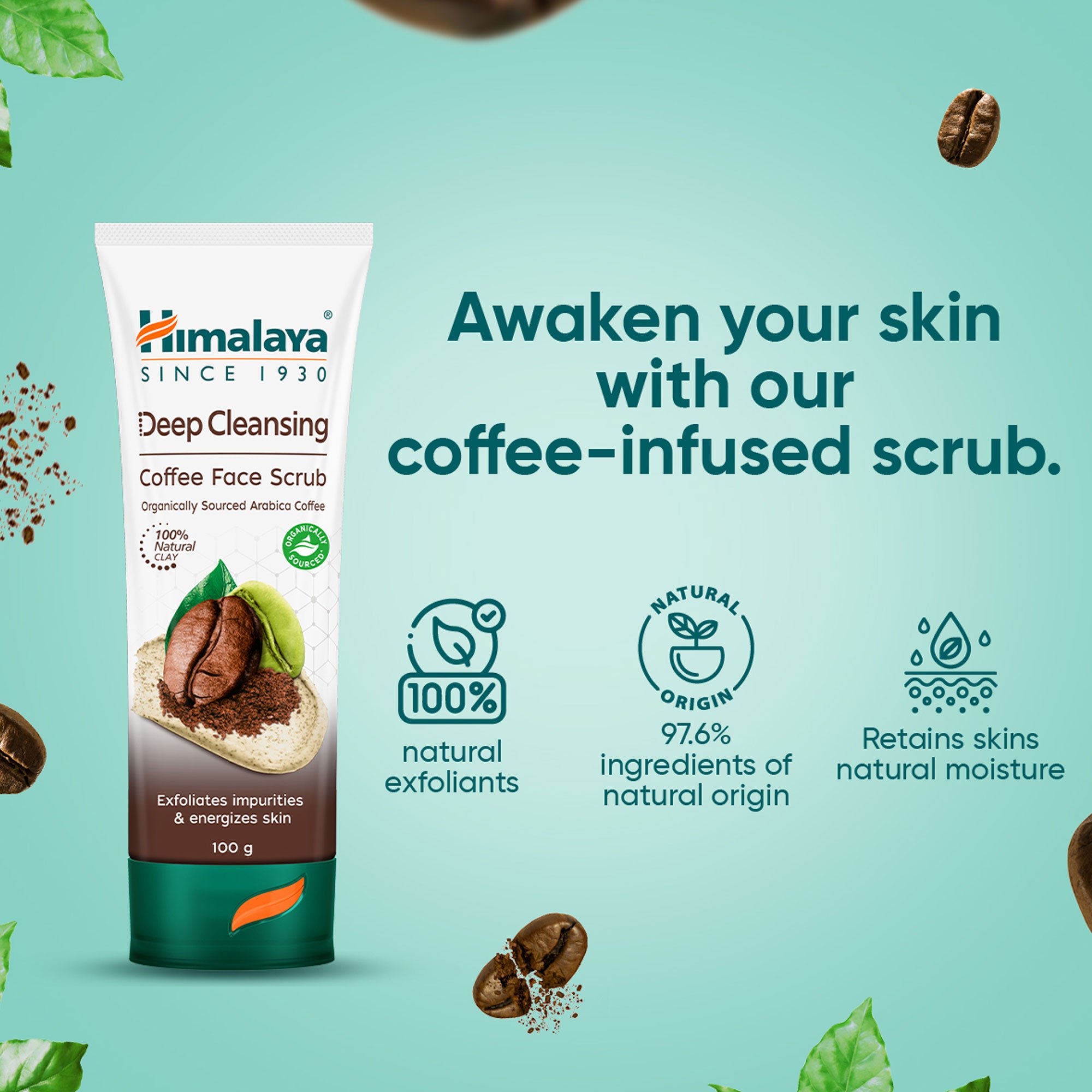 Himalaya Deep Cleansing Coffee Face Scrub 100g - 100% natural exfoliants