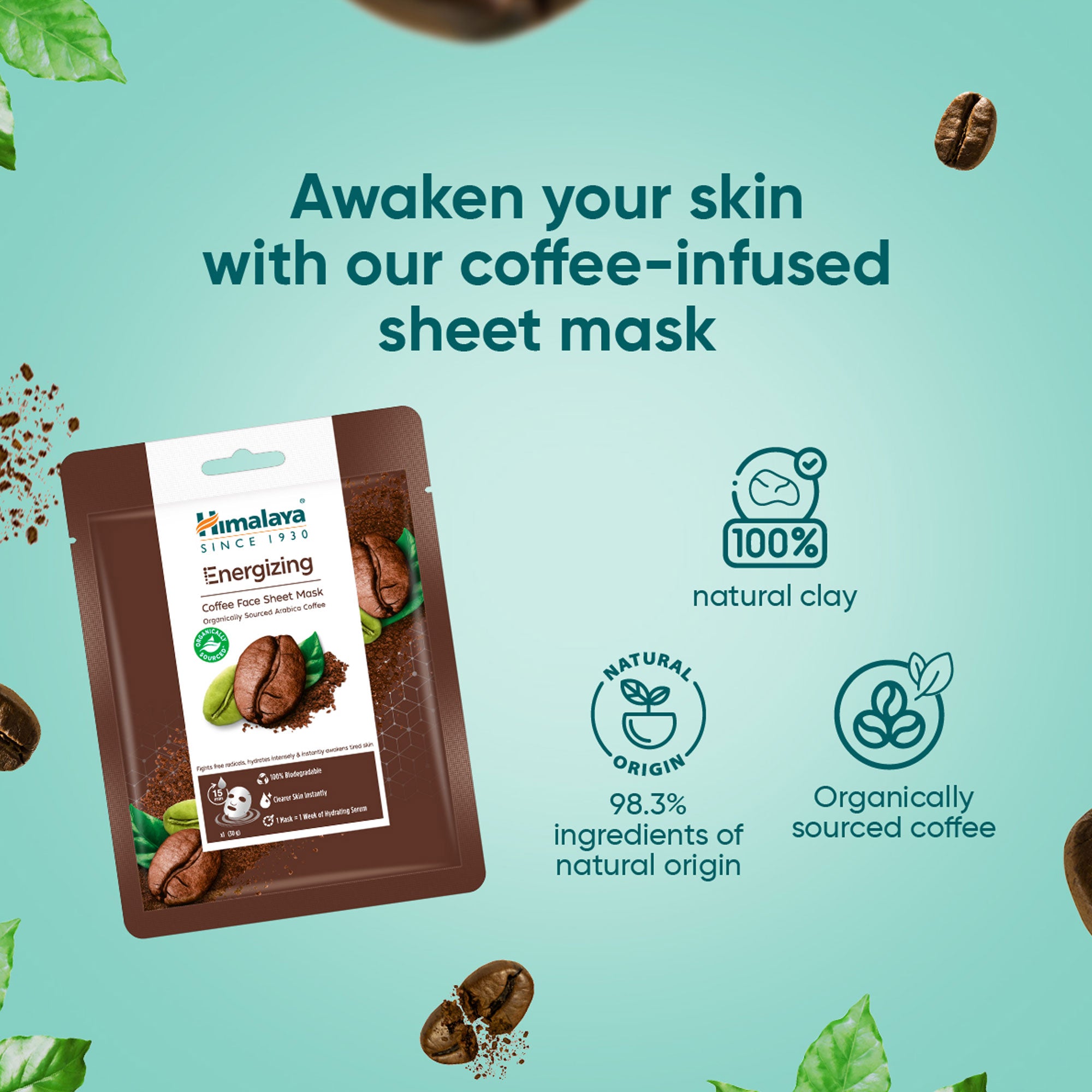 Himalaya Energizing Coffee Sheet Mask - Nature Friendly