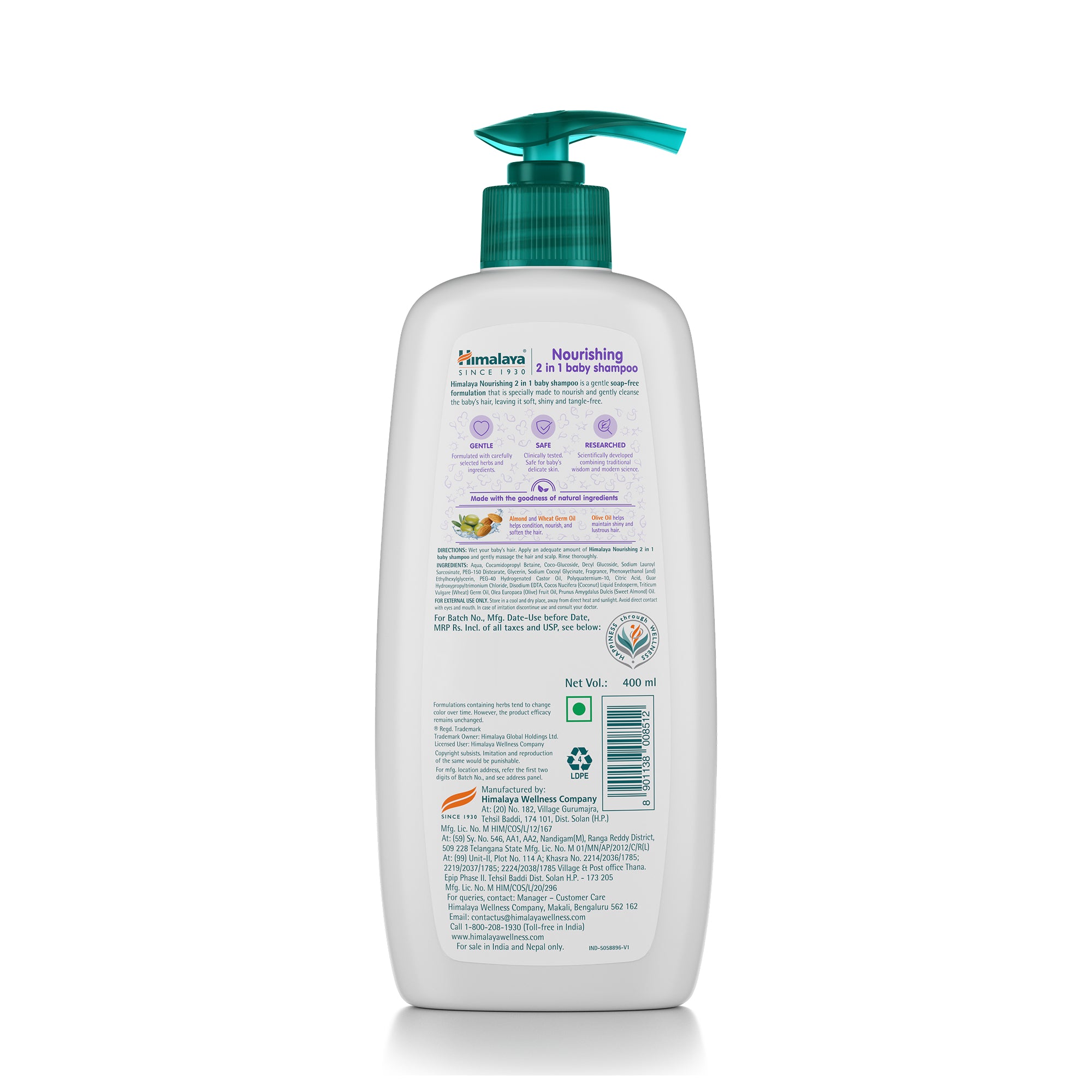 Himalaya Nourishing 2 in 1 Baby Shampoo 400ml - Back