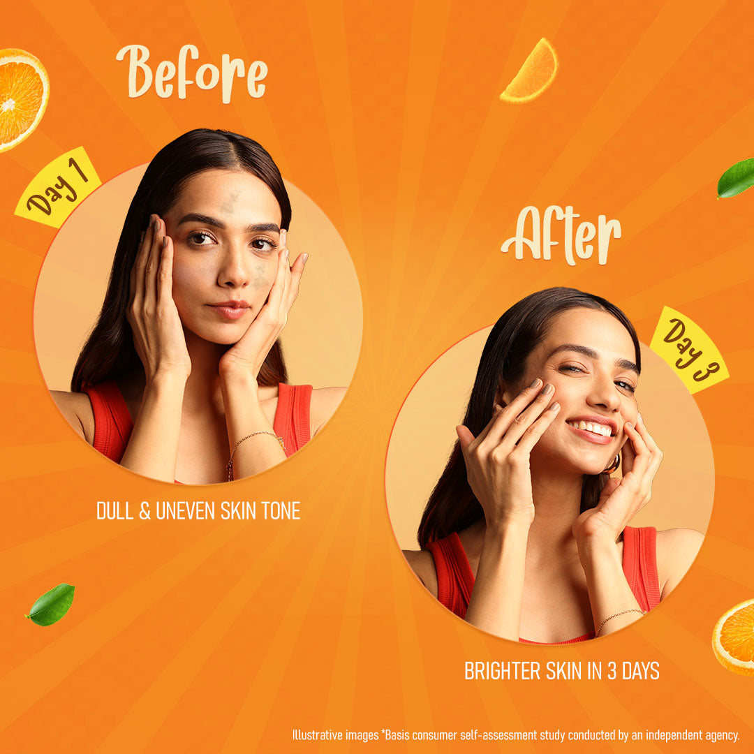 Himalaya Brightening Vitamin C Orange Face Serum Cream - Before & After effect