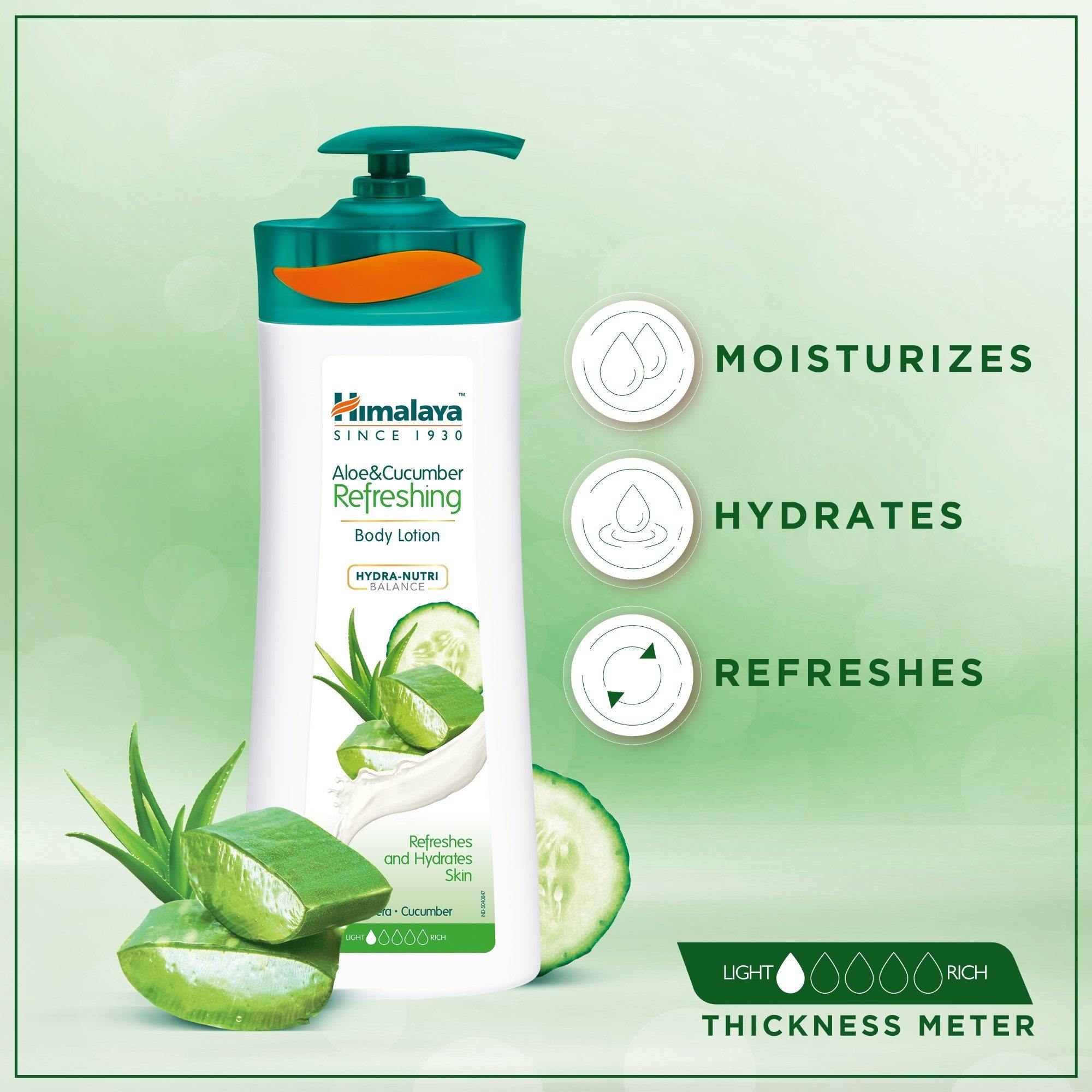 Himalaya Aloe & Cucumber Refreshing Body Lotion 400ml - Moisturizes, Hydrates, & Refreshes