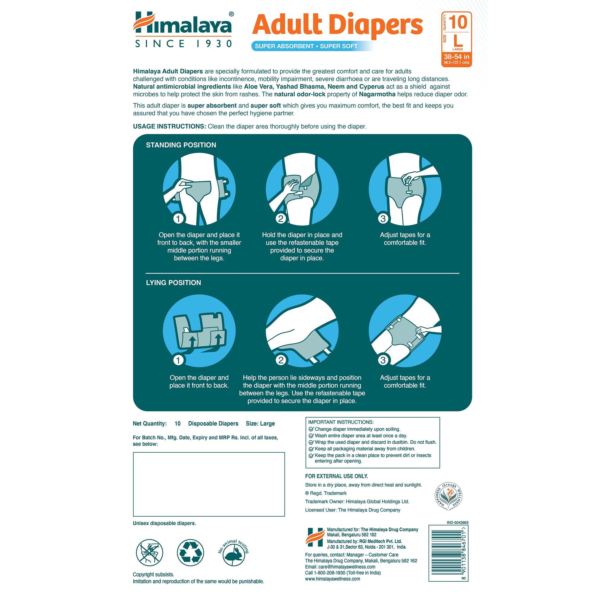 Himalaya Adult Diaper Xl, Age Group: Old person at Rs 550/piece in