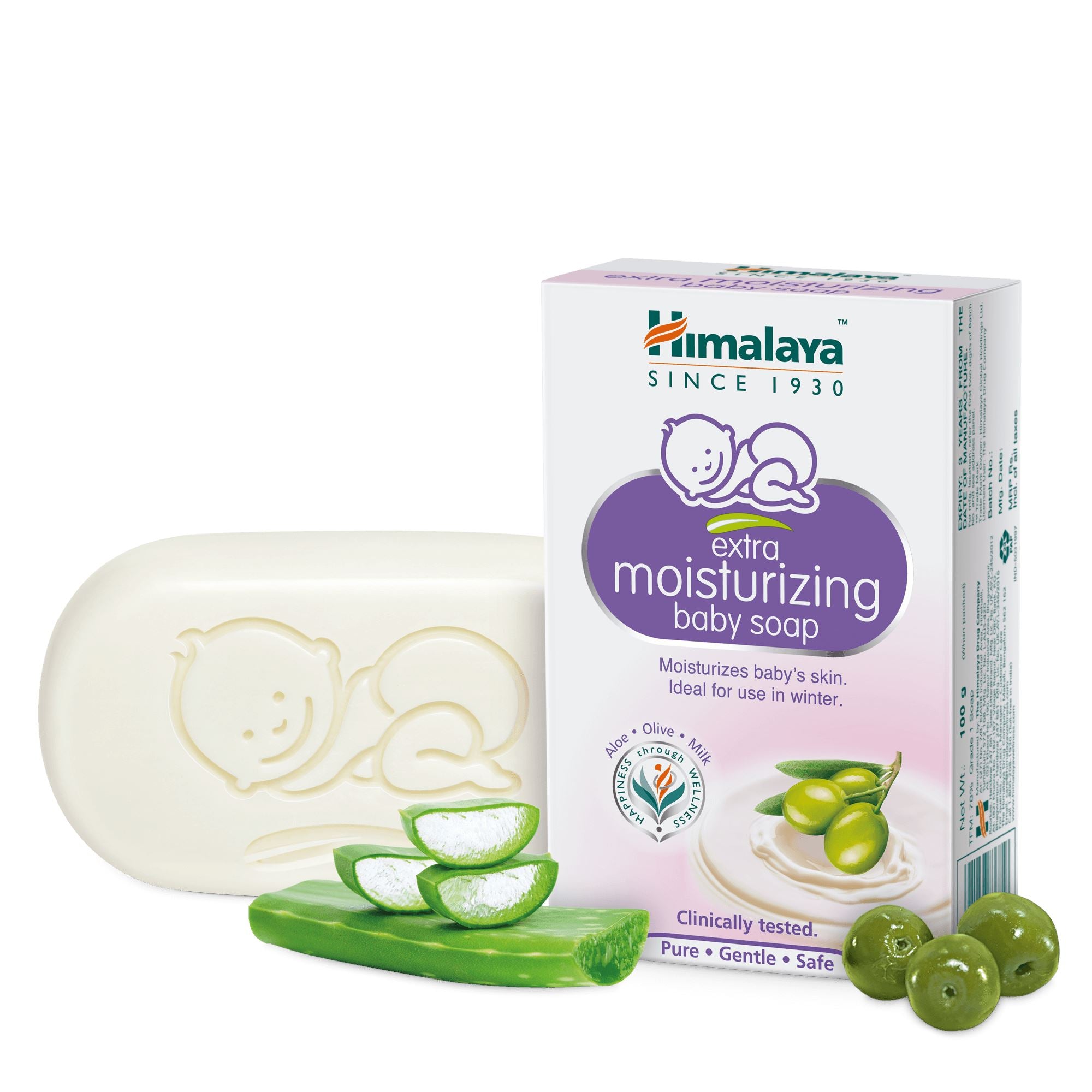 Himalaya extra moisturizing baby soap 100g- Gently cleanses without causing post-bath dryness