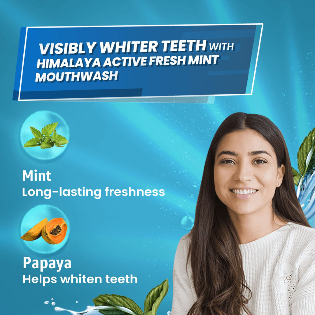 Himalaya Active Fresh Mint Mouthwash 215ml For Visible Whiter Teeth