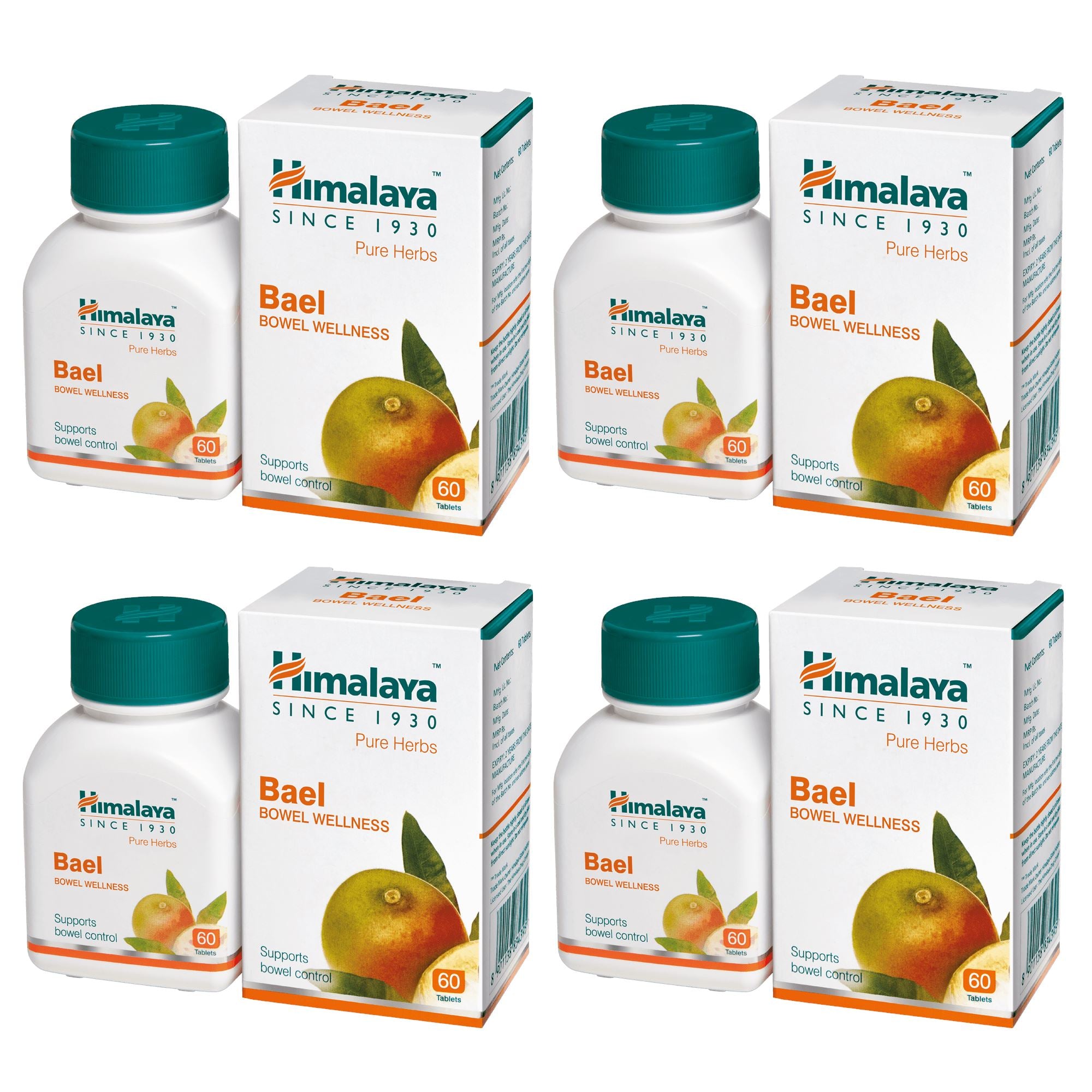 Himalaya Bael 60 Tablets x 4 - Supports bowel movement