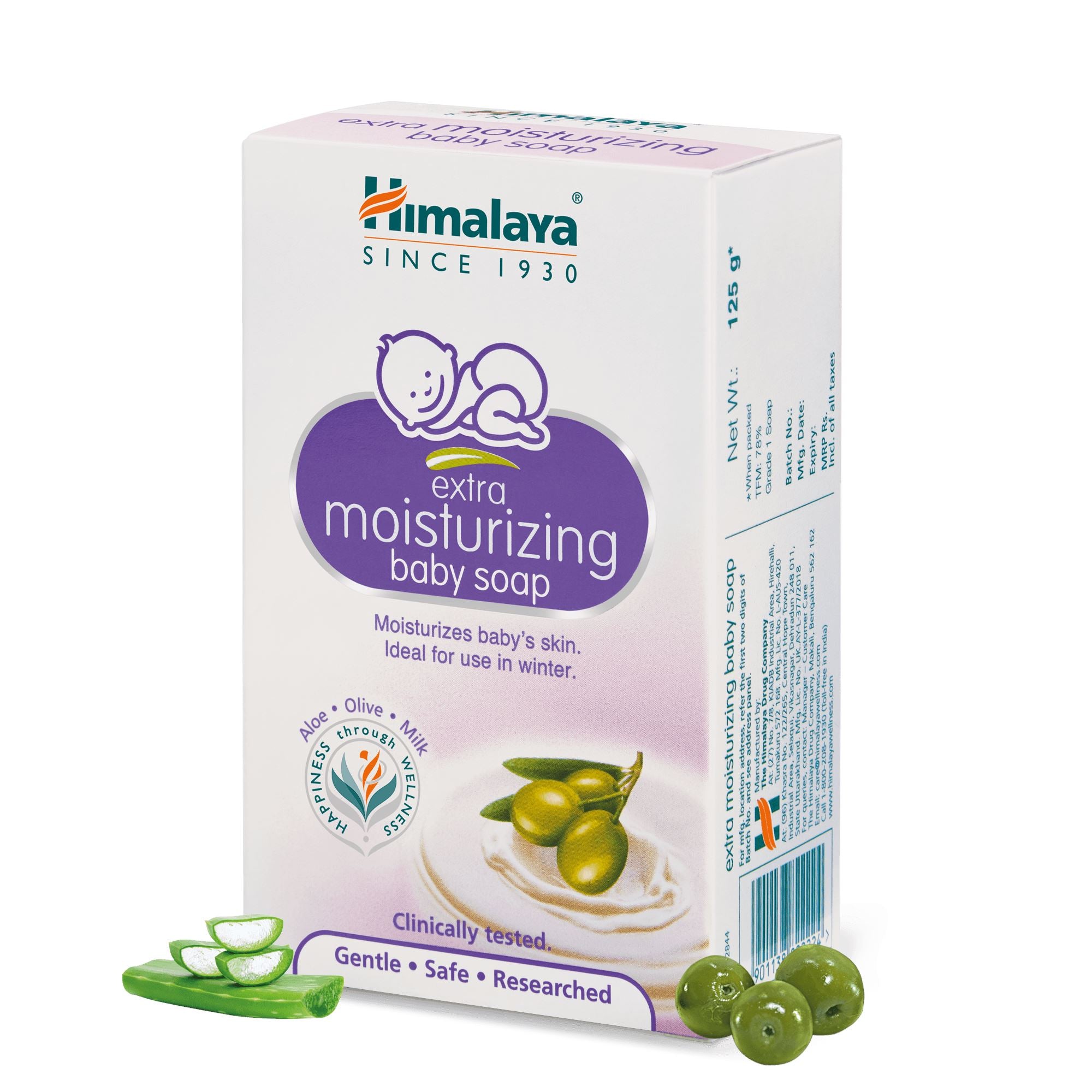 Himalaya extra moisturizing baby soap 125g- Gently cleanses without causing post-bath dryness