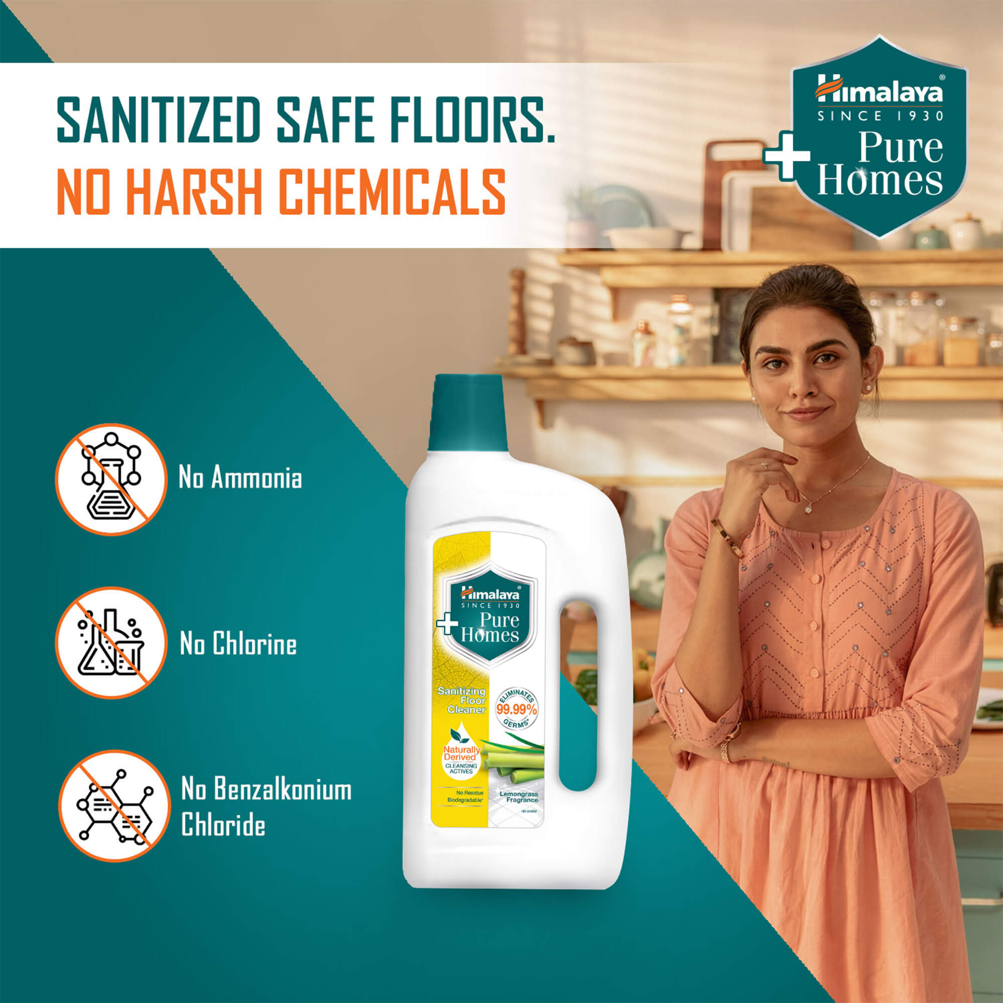 Pure Homes Sanitizing Floor Cleaner (Lemongrass)