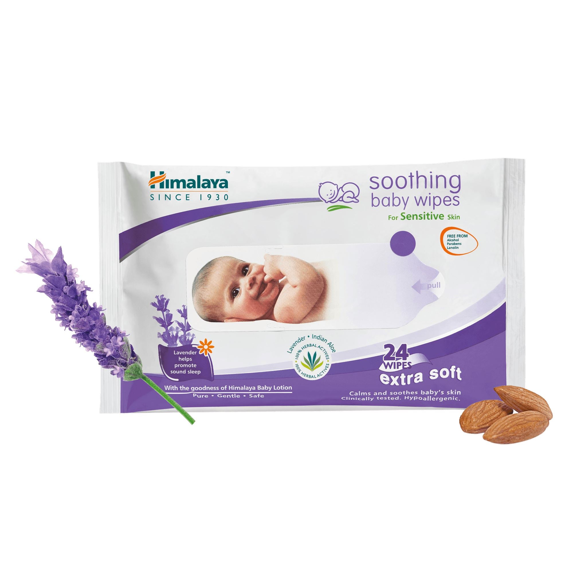 Himalaya soothing baby wipes 24s- Soothes skin and relaxes baby