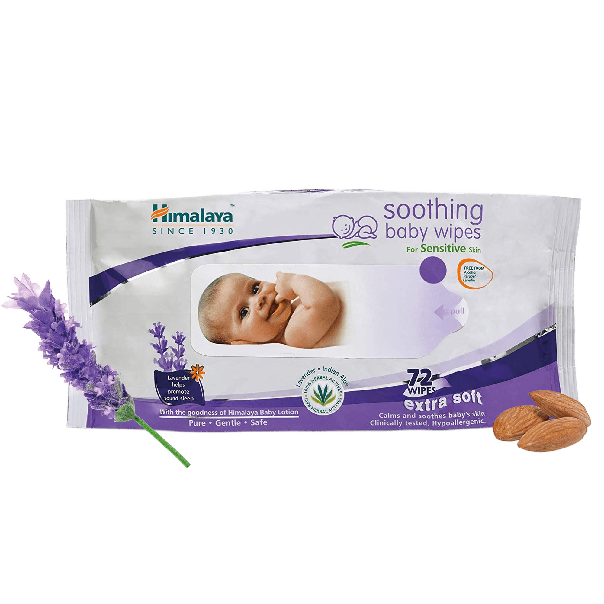 Himalaya soothing baby wipes 72s - Soothes skin and relaxes baby